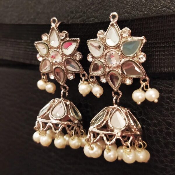 Traditional Silver Kundan Jhumka - Image 4