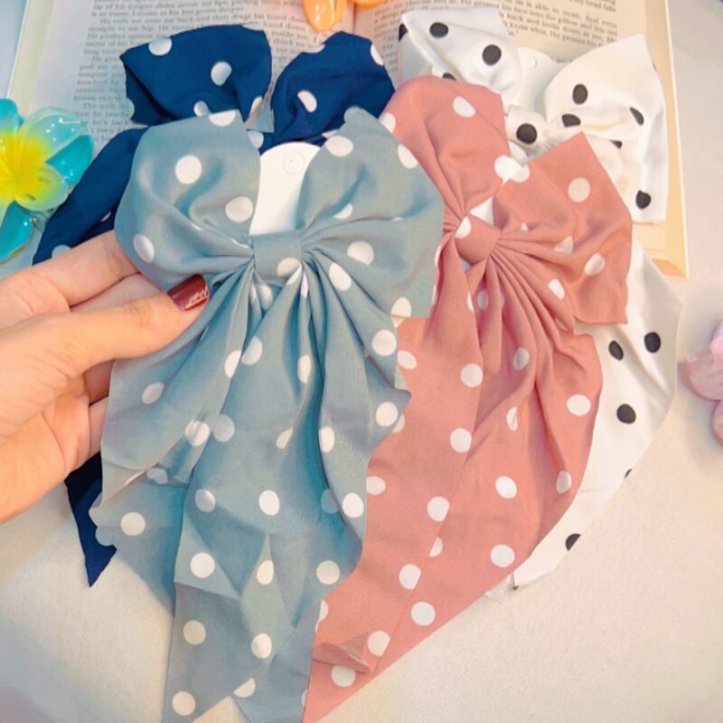 Polka Dot Hair Bow - Image 2
